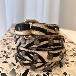 Zebra Print Studded Women's Belt